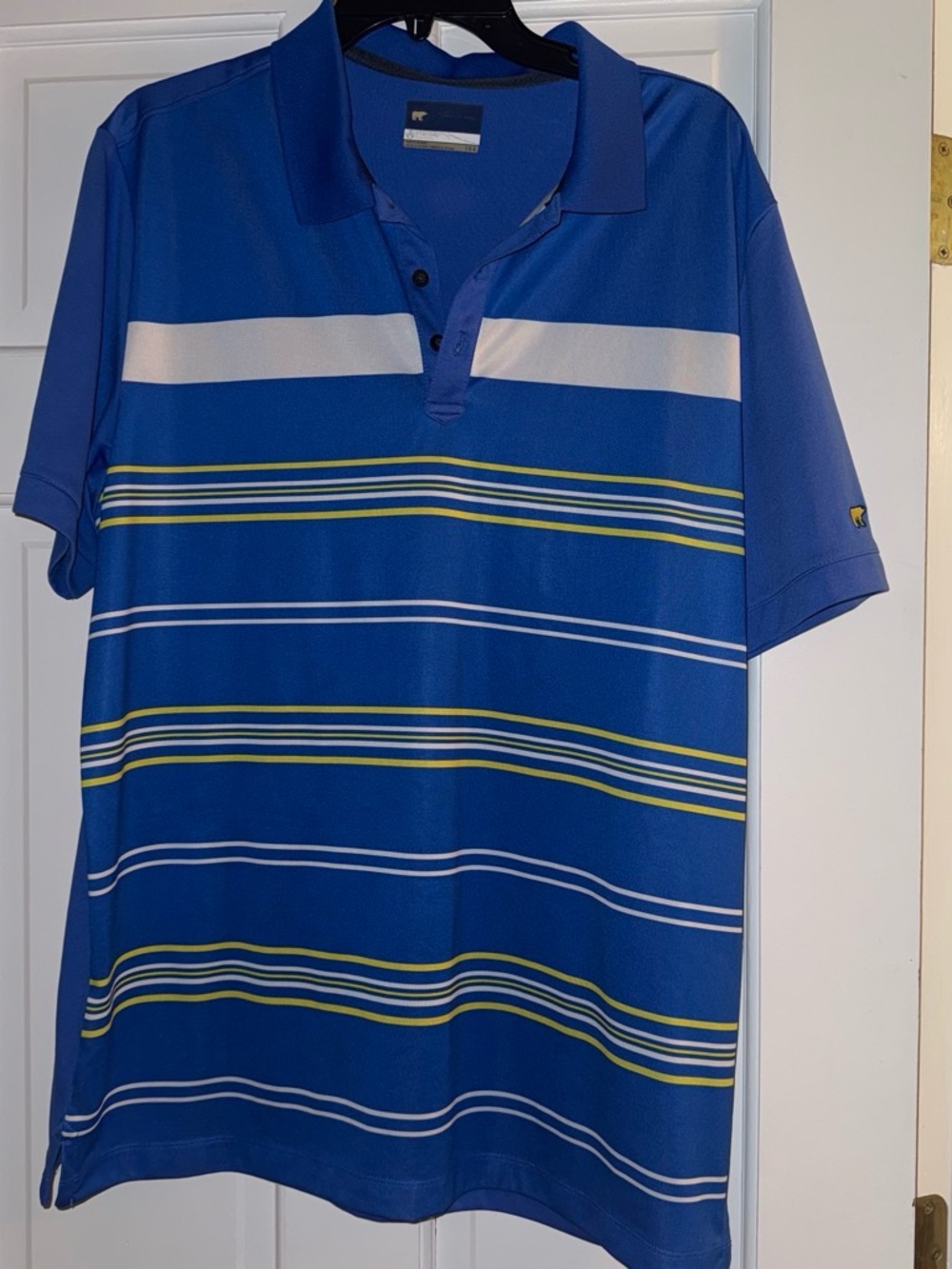 Men's Blue Striped Performance Polo Shirt